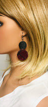 Load image into Gallery viewer, Black and Red Hair On Leather Earrings - E19-1931