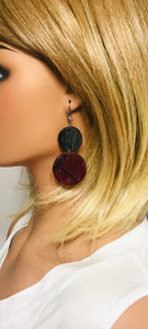 Black and Red Hair On Leather Earrings - E19-1931