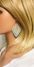 Load image into Gallery viewer, Rose Gold and Blue Green Leather Earrings - E19-1936