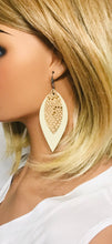 Load image into Gallery viewer, Egg Shell Leather and Rose Gold Leather Earrings - E19-1947
