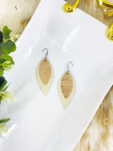 Load image into Gallery viewer, Egg Shell Leather and Rose Gold Leather Earrings - E19-1947
