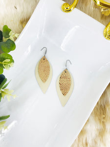Egg Shell Leather and Rose Gold Leather Earrings - E19-1947
