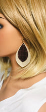 Load image into Gallery viewer, Gold and Maroon Genuine Leather Earrings - E19-1955