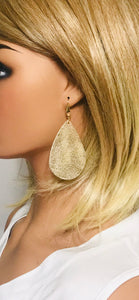Distressed Gold Leather Earrings - E19-1957