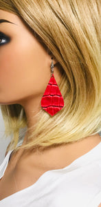 Red Genuine Leather Earrings - E19-1977
