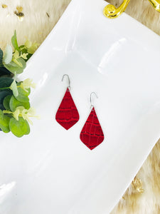 Red Genuine Leather Earrings - E19-1977