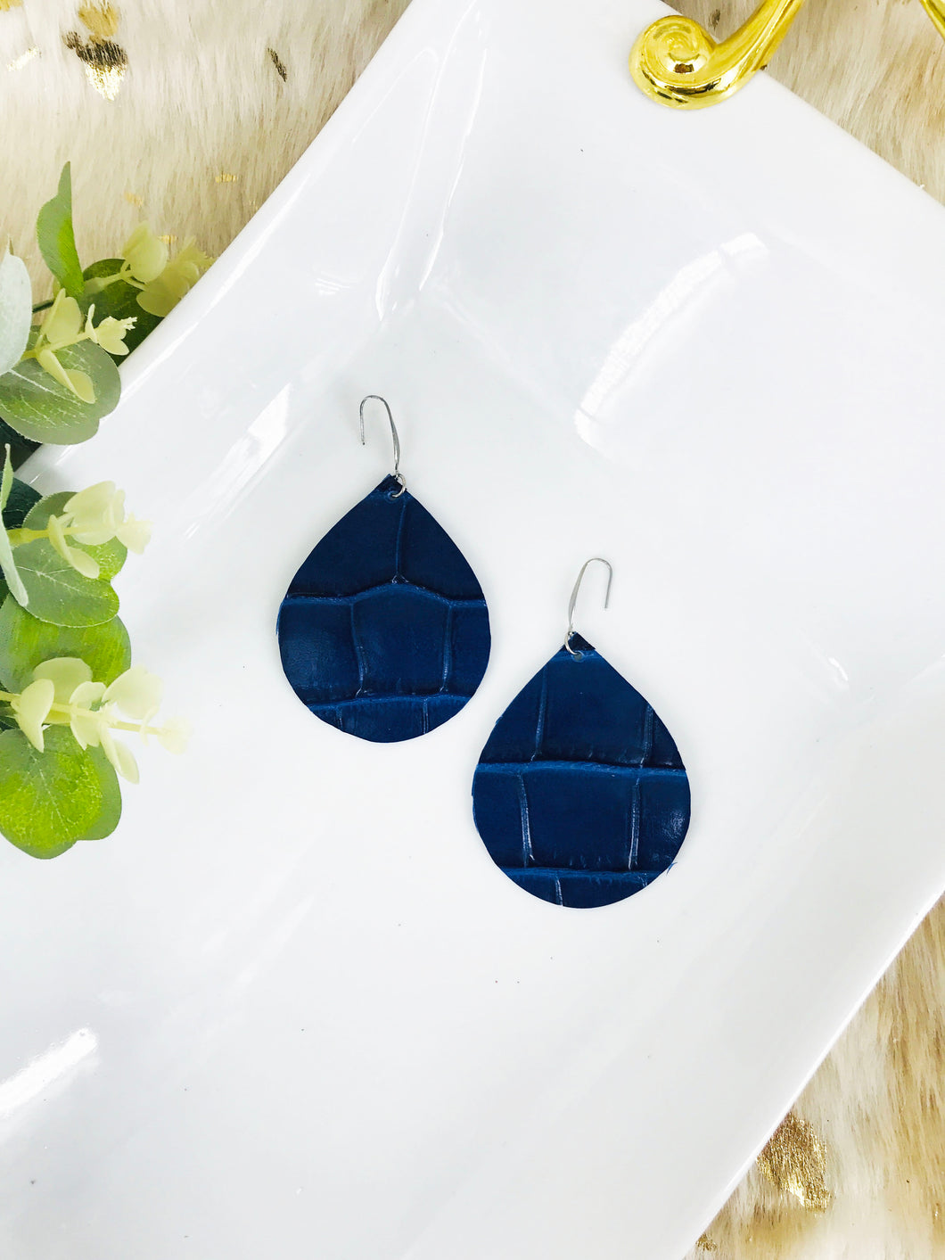 Blue Genuine Leather Earrings - E19-1983