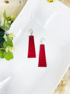Red Genuine Leather Earrings - E19-1986