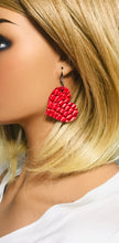 Load image into Gallery viewer, Red Heart Shaped Genuine Leather Earrings - E19-1992