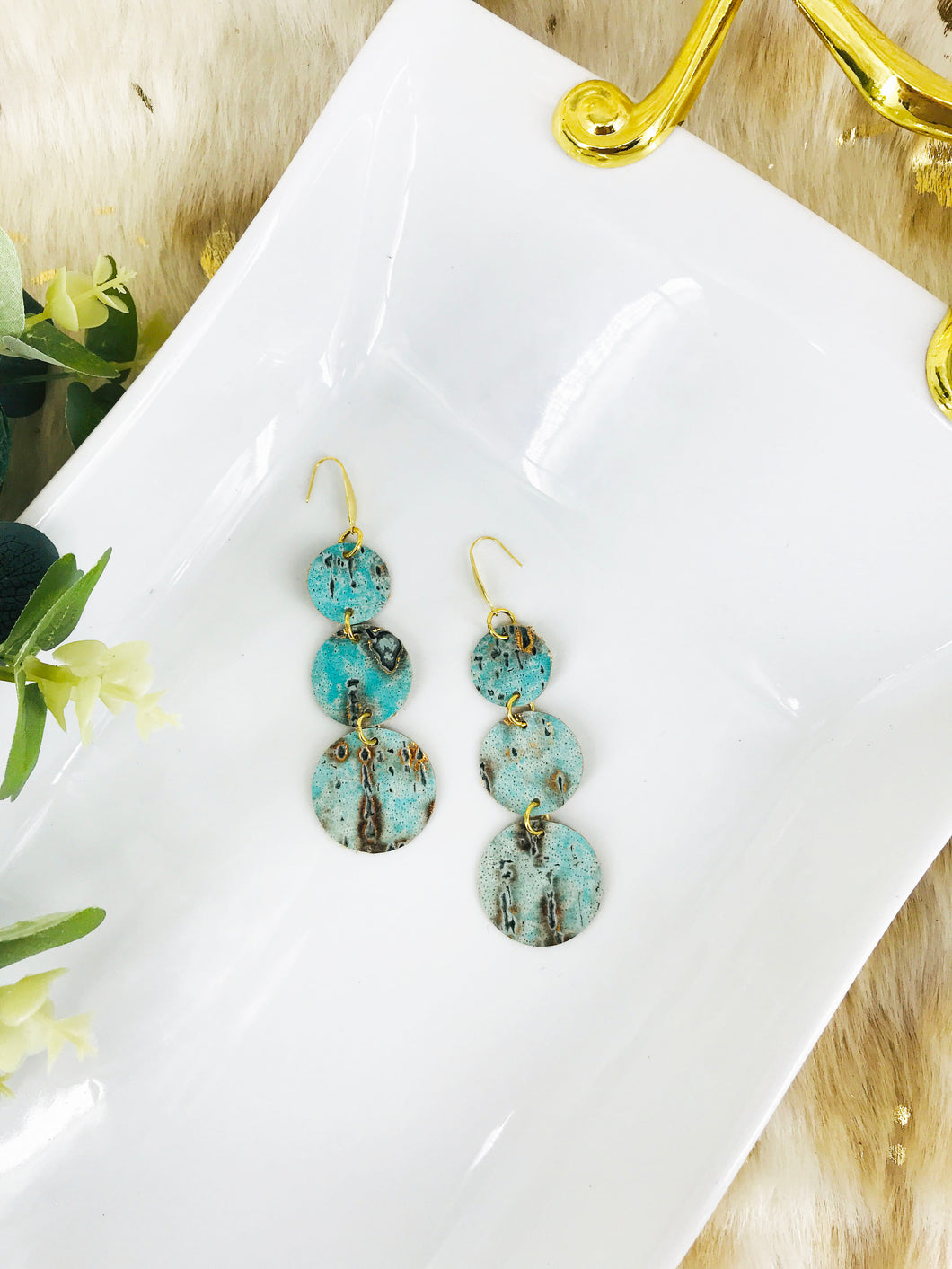 Driftwood Embossed Leather Earrings - E19-1996