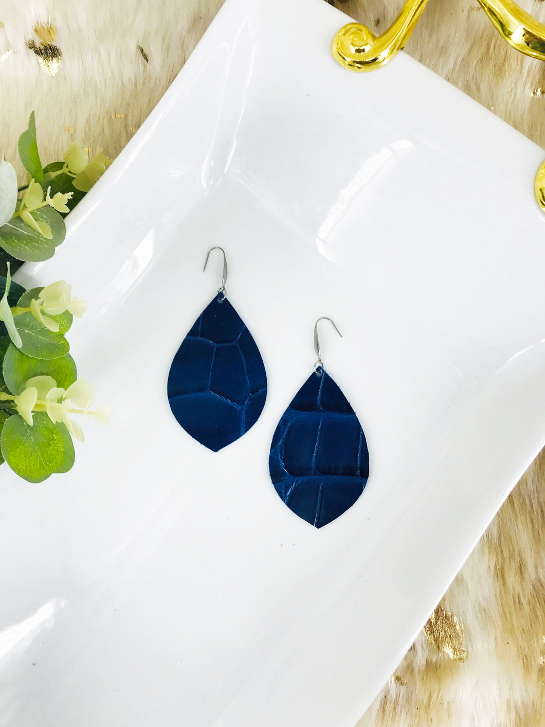 Blue Genuine Leather Earrings - E19-1999