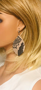 Fringe Snake Skin Leather Earrings - E19-2006