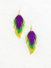 Load image into Gallery viewer, Mardi Gras Themed Fine Glitter Earrings - E19-3781