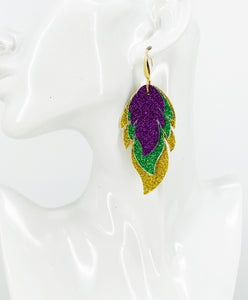 Mardi Gras Themed Fine Glitter Earrings - E19-3781