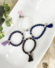Load image into Gallery viewer, Natural Gemstone and Tassel Stretchy Bracelet