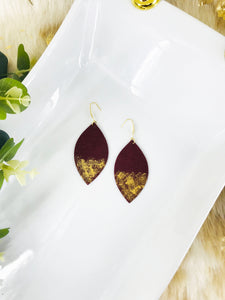 Hand Painted Burgundy Suede Leather Earrings - E19-2035