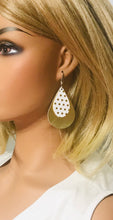 Load image into Gallery viewer, Metallic Gold and Polka Dot Leather Earrings - E19-203