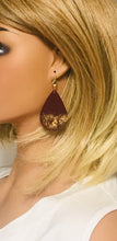 Load image into Gallery viewer, Hand Painted Burgundy Suede Leather Earrings - E19-2040