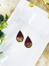 Load image into Gallery viewer, Hand Painted Burgundy Suede Leather Earrings - E19-2040