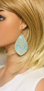 Hair On Turquoise Metallic Leather Earrings - E19-2055
