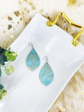 Load image into Gallery viewer, Hair On Turquoise Metallic Leather Earrings - E19-2055