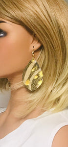 Hair On Metallic Gold Zebra Leather Earrings - E19-2056