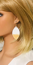 Load image into Gallery viewer, White Leather and Gold Painted Accent Leather Earrings - E19-2058