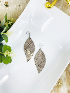 Gray Snake Skin Fringe Leather Earrings - E19-2062