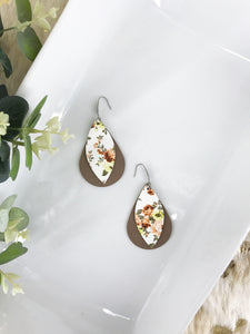 Taupe Layered Leather Earrings - E19-206