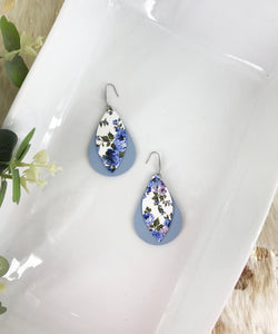 Baby Blue Genuine Leather Layered Earrings - E19-208