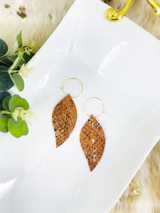 Burnt Orange Snake Skin Fringe Leather Hoop Earrings - E19-2109