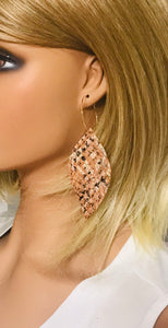 Burnt Orange Snake Skin Fringe Leather Hoop Earrings - E19-2109