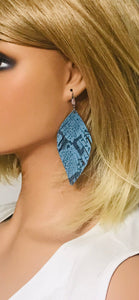 Blue Snakeskin Fringe Leather Earrings - E19-2111