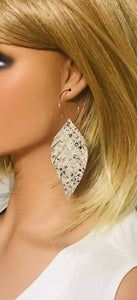 Gray Snake Skin Fringe Leather Hoop Earrings - E19-2119