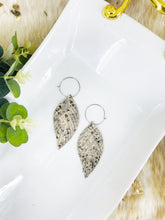 Load image into Gallery viewer, Gray Snake Skin Fringe Leather Hoop Earrings - E19-2119