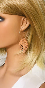 Burnt Orange Snake Skin Leather Hoop Earrings - E19-2124