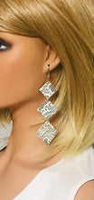 Load image into Gallery viewer, Beige and Gray Embossed Snake Skin Leather Earrings - E19-2152