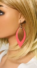 Load image into Gallery viewer, Coral and Rose Gold Leather Earrings - E19-2157