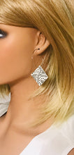 Load image into Gallery viewer, Beige and Gray Snake Skin Leather Hoop Earrings - E19-2160