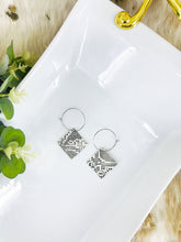 Load image into Gallery viewer, Beige and Gray Snake Skin Leather Hoop Earrings - E19-2160