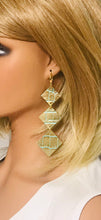 Load image into Gallery viewer, Gold Metallic Teal Crocodile Leather Hoop Earrings - E19-2161