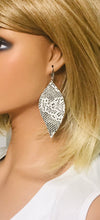 Load image into Gallery viewer, Beige and Gray Snake Skin Fringe Leather Earrings - E19-2163