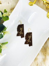Load image into Gallery viewer, Brown Leather Mississippi &quot;Faith&quot; Earrings - E19-2174