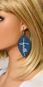 Blue "Faith" Leather Earrings - E19-2175