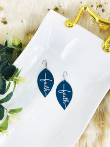 Blue "Faith" Leather Earrings - E19-2175