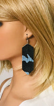 Load image into Gallery viewer, Blue and Black Hair On Leather Earrings - E19-2176