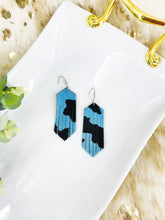 Load image into Gallery viewer, Blue and Black Hair On Leather Earrings - E19-2176