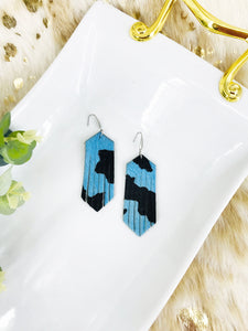 Blue and Black Hair On Leather Earrings - E19-2176