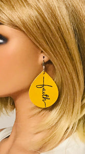 Mustard Yellow Leather "Faith" Earrings - E19-2181