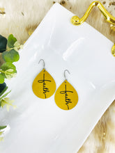 Load image into Gallery viewer, Mustard Yellow Leather &quot;Faith&quot; Earrings - E19-2181